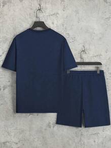 Men New Sports Casual T-Shirt And Drawstring Waist Shorts Set - Lightweight & Comfortable, Single-Line Paris Pattern Print, Suitable For Outing, Friends, Outdoor Travel, Sportswear Set For Men, Suitable For Casual Daily T-Shirt Shorts Set, Sports & Daily Gym T-Shirt Outfit, T-Shirt & Shorts Set For Men, Lightweight Sports Tee & Shorts Set, Comfortable Sports Hiking Fishing Versatile Short Sleeve T-Shirt Shorts Set