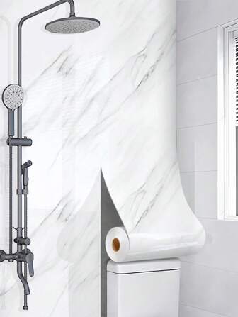 1 Roll Of Marble Pattern Waterproof Wallpaper Roll, Made Of PVC Material, Detachable And Can Be Freely Cut, Suitable For Wall Decoration, Peeling And Pasting Decoration Stickers And Wall Stickers, Suitable For Decoration In Bathrooms, Toilets, Shower Rooms, Living Rooms And Kitchens