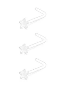 3 件/套休闲运动亚克力透明鼻环 Bioflex 男女适用，塑料透明鼻钉，工作用 L 形，身体透明穿孔固定器 20g 鼻环耳钉穿孔首饰，透明鼻钉，工作用透明鼻环，透明鼻穿孔塑料鼻环，隐形鼻环固定器，透明鼻环垫片，鼻固定器 - 無色 - 查看 18