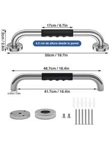Paquete de 2 barras de agarre para bañeras y duchas, barras de agarre antideslizantes de para ducha de acero inoxidable - Plateado - Ver 3