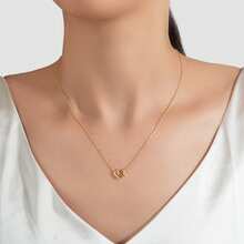 Gold Silver Simple Love Heart Charm Necklace Minimalist Wedding Party Jewelry - Gold - View 1