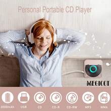 MEGICOT Bluetooth Rechargeable CD Player With Hold Function LED Display USB Audio Port, 2000mAh Personal MP3 CD Player For Listening Music Prenatal Education Study - Black - View 6