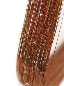 仙女闪光发片 全息闪光发片 耐热闪亮发丝亮片 圣诞新年派对 - 棕色 - 查看 2