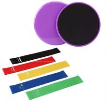 Conjunto de 7 piezas de ropa de entrenamiento de yoga y fitness, incluye 2 deslizadores para el núcleo y 5 bandas de resistencia, adecuado para entrenamiento en el gimnasio