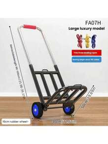 1 Set Foldable Hand Pull Cart, Household Moving Cart Trolley, Portable Shopping Cart With Wheels'