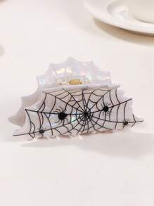 1 Pezzo Fermaglio per capelli stile Y2K a ragnatela di Ognissanti - Con stampa di ragno, di grandi dimensioni - Antiscivolo, accessorio per capelli di moda per Ognissanti, ottima scelta come regalo per le vacanze, fermagli eleganti, accessori per la scuola e il college, autunno e inverno, per outfit da vacanza per donna