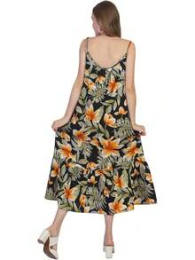 SheKaf - Vestido largo de verano para mujer, casual, suelto, sin mangas, tirantes delgados, con bolsillos - Azul Rojo Patchwork Sp014 - Ver 9