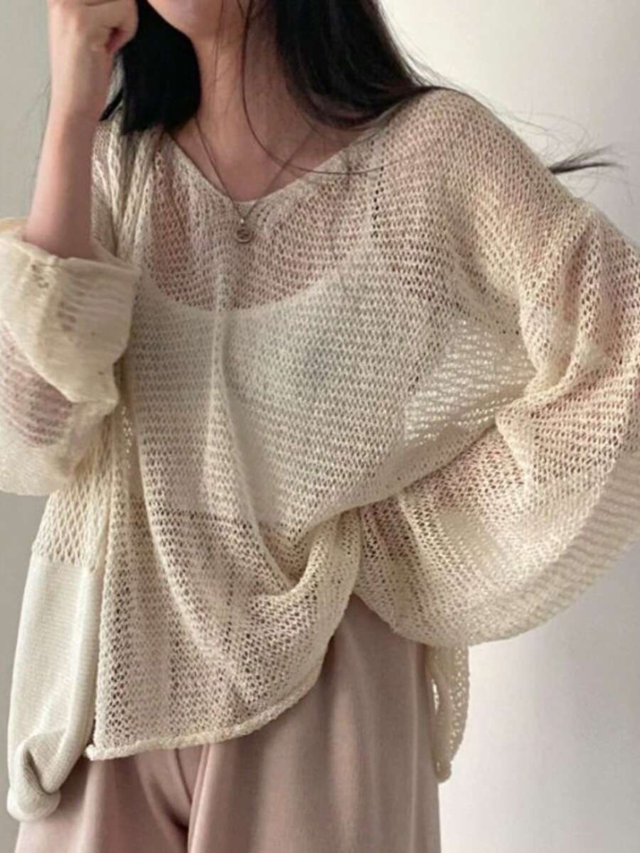 1pc Women Fashionable Fastener Decor Shawl Travel Jacket - Beige - View 1