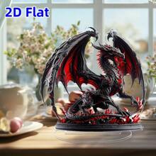 [Holiday Gift] Gothic Dragon 2D Acrylic Statue (0.3cm Thick, With Base) | Decorative Use | Suitable For Various Room Types | Perfect Holiday Gift
