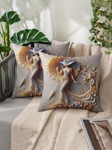 1 件/2 件花卉浮雕枕套，2D 单面印花，信封封口，18x18 英寸，适合感恩节、圣诞节、结婚纪念日、新年礼物、生日礼物、情侣礼物，非常适合家居装饰靠垫套、汽车、沙发、卧室 - 彩色 - 查看 5