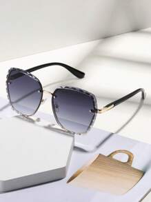 1 件男女通用方形镜框多色花卉镜片时尚眼镜，沙滩配饰，适合女性购物、驾驶、聚会、户外、旅行