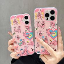 Funda de teléfono con diseño divertido de conejo rosa compatible para iPhone 15 16 Pro Max/14 Pro/11/12 Pro/13 Pro, con función de protección contra caídas