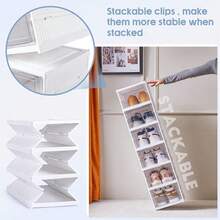 6-Layer Transparent Shoes Box Thickened Foldable Sneaker Shoe Organizers Stackable Dustproof High-Top Cabinet Shoe Rack Shelf - trắng - Xem 6
