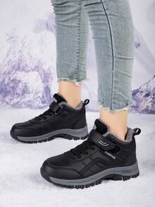 女士加厚保暖冬季运动鞋/靴，适合中老年人和老年人，雪地靴 - 黑色 - 查看 4
