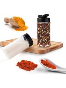 1/3 Pcs Plastic Spice Jars With Black Lids, Transparent Safe Plastic Bottles With Shaker Caps, For Storing Spices, Herbs And Seasoning Powders, Reusable Kitchen Storage Containers