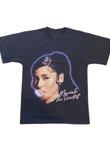 Women Men Mariah Scientist Rapper Young Hip-Hop Tee Tshirt, Women Tee Classic Free Thugs Print Round Neck Short Sleeve T-Shirt Y2K Vintage Streetwear Graphic Oversized Cotton Women TopsLoose And Comfortable - A11 - 查看 1