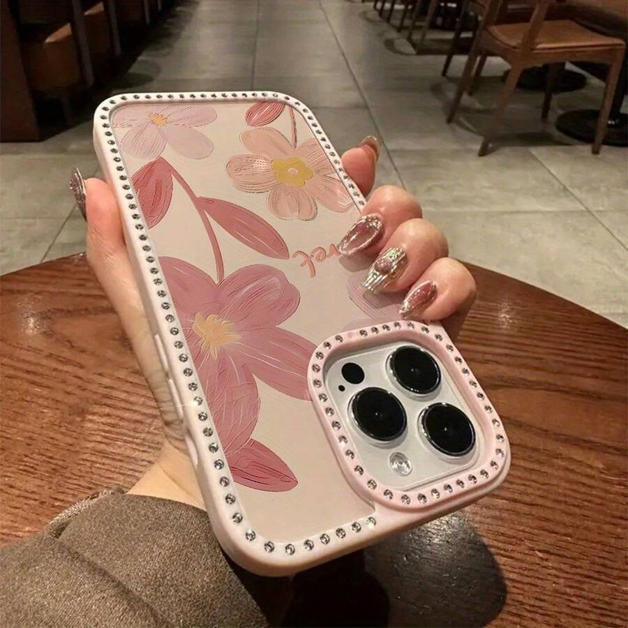 Funda para teléfono 1PC Teléfono Bling de doble cara, parte trasera dura suave a prueba de golpes, multicapa, TPU+PC, compatible 16/15/14/13/12/11 Pro/Plus - Rosa - Ver 1