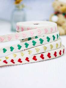 1 pieza de cinta de rizo de algodón con estampado de corazón, 3 tamaños para ramos de flores, envoltura de pasteles y regalos, manualidades DIY