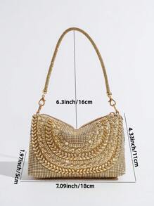 Glitter Rhinestone Decorated Handbag, Ladies Party Clutch Bag For Holding Phone, Lipstick, Perfect For Formal Events