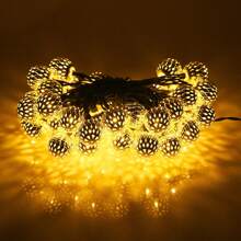 Solar Moroccan Ball String Lights, Outdoor String Lights With 8 Modes, Decorative String Lights For Patio Grass And Terrace