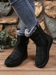 Botas de media pantorrilla cómodas, térmicas y resistentes al agua con cremallera lateral, de moda para el invierno 2025. Botas de nieve ligeras y cálidas para exteriores para damas.