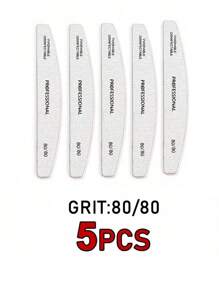 15pcs/25pcs/50pcs Half Moon Shaped Professional Nail File With 80/80, 100/180 Grit Nail File Strips