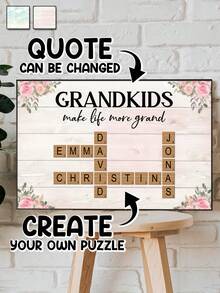 Personalized Grandkids Crossword Canvas Art, Custom Family Name Wall Decor, Gift For Grandma, Unique Grandkids Gift, Canvas Wall Art Decor - As Shown - View 6