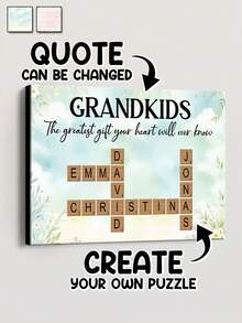 Personalized Grandkids Crossword Canvas Art, Custom Family Name Wall Decor, Gift For Grandma, Unique Grandkids Gift, Canvas Wall Art Decor - As Shown - View 13