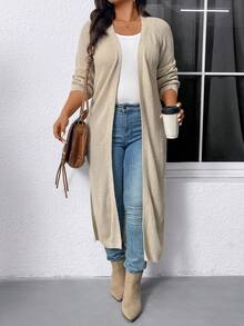 كارديجان طويل بلون أحادي كاجوال لكبار السيدات