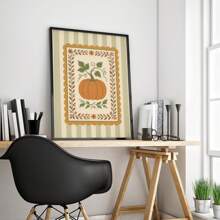 1 pezzo cartellone d'arte popolare zucca senza cornice, con strisce verdi, decorazione da parete per l'autunno, stampa su tela in stile autunnale per camera da letto, soggiorno, festa, regalo perfetto per il ritorno a scuola e decorazione funky per la stanza (stampe da parete, cartellone) Decorazioni di Ognissanti, decorazioni natalizie, decorazioni del Ringraziamento, decorazioni per matrimoni, decorazioni per la casa, decorazioni autunnali, decorazioni per compleanni, forniture per feste, decorazioni per interni, decorazioni per festival
