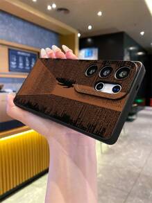 1 pieza Funda protectora de teléfono de material TPU con textura mate negra y patrón de rayas con silueta humana minimalista y creativa, apta para teléfonos Android como OPPO, Vivo, ideal como regalo para novio/novia