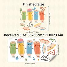 BRUP 教育墙贴 回到学校墙贴 儿童礼物 可爱卡通铅笔手拉手墙贴 儿童婴儿房卧室育儿室装饰墙贴