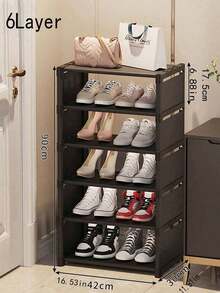 6/7/8 Tiers Narrow Shoe Rack Vertical Shelf Stable Organizer Space Saving Storage Cabinet Sturdy Easy DIY Non-Woven Fabric Metal Freestanding Shelves For Closet Entryway Hallway Bedroom