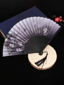 3pcs Chinese Folding Fan, Plum Orchid Bamboo Chrysanthemum Black Set, Classical Ancient Fan Folding Fan, Summer Fringe Model, Portable Hanfu Dance Fan For Male And Female Students