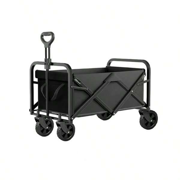 1 Piece Large Capacity Push-Pull Cart, Foldable Multi-Purpose Cart With All-Terrain Wheels For Camping, Grocery, Travel, Gardening, Shopping, Beach, Lawn, Sports, Picnic, Food Transport, Fishing