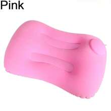 Almohada cuadrada inflable flocada, multifuncional, para acampar al aire libre, almacenamiento portátil, almohada de viaje, suministros para el hogar y la Oficina - Rosa - Ver 8