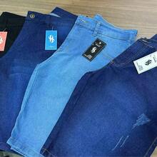 Kit 4 Bermuda Jeans Worn Out Black Light Dark Men's With Elastane SLIM Direct From The Premium Factory Various Washes - 中等水洗藍 - 查看 2