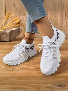 1 Pair Women's Casual Sports Sneakers, Breathable & Lightweight, Fashion Versatile Daily Wear, Anti-Slip & Durable, Soft & Breathable