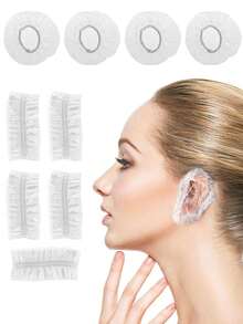 一次性耳罩，柔软舒适的塑料防水耳垫，适合淋浴、沐浴、染发和美容院使用 - 非常适合理发师和顾客，美容院必备 | 舒适贴合 | 贴合设计，耳朵保护，返校，旅行度假必需品，女士发饰