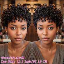 Short Pixie Cut Wigs For Black Women Synthetic Hair Kinky Afro Pixie Wig For Black Women Natural Black Color Short Haircuts Wig Short Curly Hair Pixie Wigs For Black Women (Short Jet Black) - màu đen - Xem 5