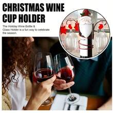 1 buc, Suporturi pentru sticle și pahare de vin de Crăciun - Suporturi decorative pentru vin în formă de Moș Crăciun și om de zăpadă, Afișaje pentru masă de sărbători, Decorațiuni pentru mese de sărbători și Cadouri excelente