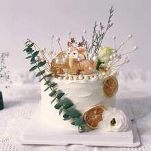 Kuchendeckel Geburtstagsfeier Vinyl Hirsch Ornament Schönes Waldthema Prinzessin Happy Zubehör Kuchen Dessert Dekorieren Tiergeschenke - Verschiedenfarbig - Übersicht 7