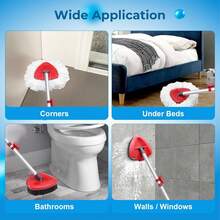 Spin Mop Replace Head Compatible With Ocedar EasyWring 1 Tank, Upgraded Scrub Brush Mop Replacement Head, 2 Microfiber Mop Refills, 1 Mop Handle, 1 Mop Base And 1 Mop Base Cleaning Brush Combo Set,7658711