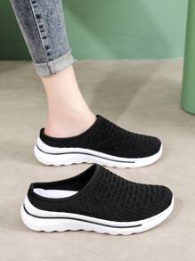 Plus Size Women Summer Casual Slip-On Loafers, Closed Toe Breathable Mesh Flat Sandals