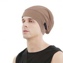 1 件男士可调节莫代尔双层无檐便帽，柔软休闲宽松帽，纯色头饰，适合春秋季、户外运动、所有季节