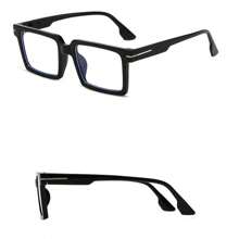 黑色复古方形框架时尚女士眼镜，适合日常佩戴 - 黑色 - 查看 2