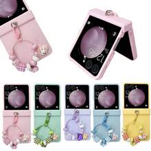 keshengtai 1 Set Candy Color Hinge Full Cover Heart Rabbit Phone Case & 1 Bracelet Compatible With Samsung Galaxy Z Flip7 7FE 6 5 4 3 5G Waterproof Shockproof Anti-Fall Scratch Resistant - Pink - View 2