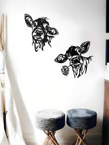 1 peça de arte de parede de vaca de metal para pendurar, decoração de parede de vaca preta, placa para casa, adequada para decoração de parede de cozinha de fazenda em cafeterias, decoração de parede clássica e aconchegante de animal de metal, escultura suspensa para ambientes internos/externos, presente perfeito para inauguração de casa