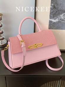 Fashionable, Simple, Fresh Color Matching, Exquisite Handbag, New Style, Classic, Versatile, Highly Attractive Messenger Bag, Niche, Versatile, Elegant Shoulder Bag, Suitable For Commuting, Shopping, Dating - Pink - View 2
