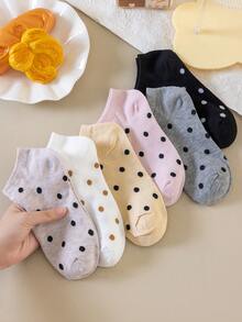 4 đôi tất trơn họa tiết chấm bi đơn giản dành cho nữ, thích hợp mặc hàng ngày, ở nhà, đi làm, thường ngày, thể thao, làm quà tặng Giáng sinh cho mọi mùa - Nhiều màu - Xem 7